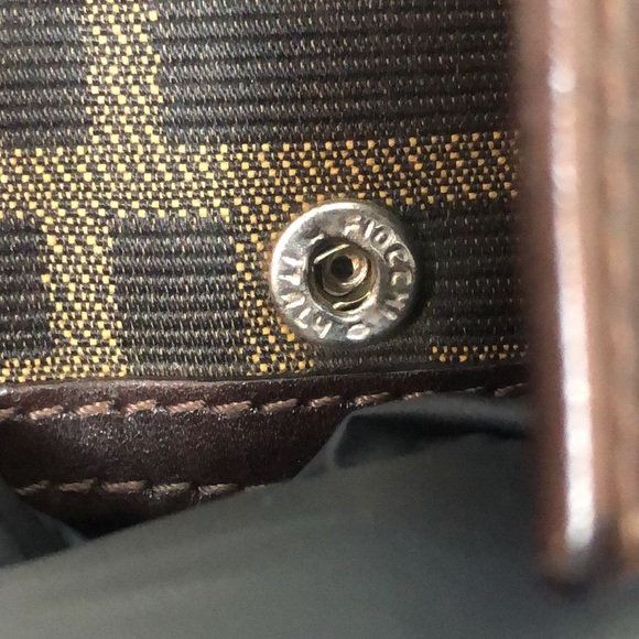 MFENDI Zucca Navy Canvas Brown Leather Trim Snap Trifold Keycase - Picture 17 of 17